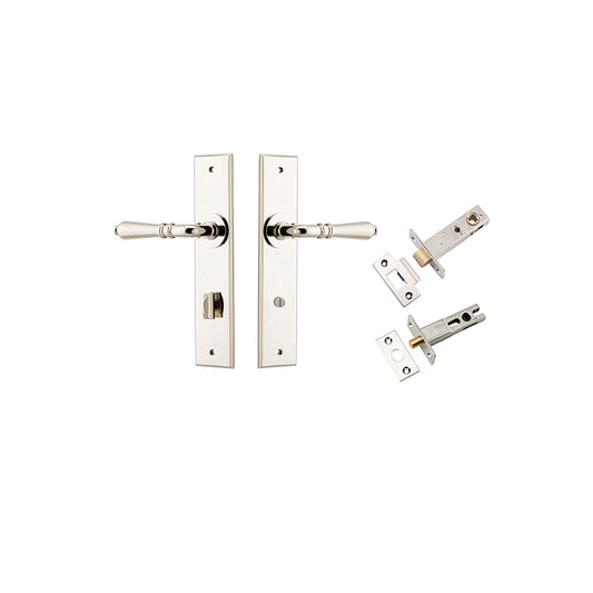 Iver Door Lever Sarlat Chamfered Polished Nickel Privacy Kit