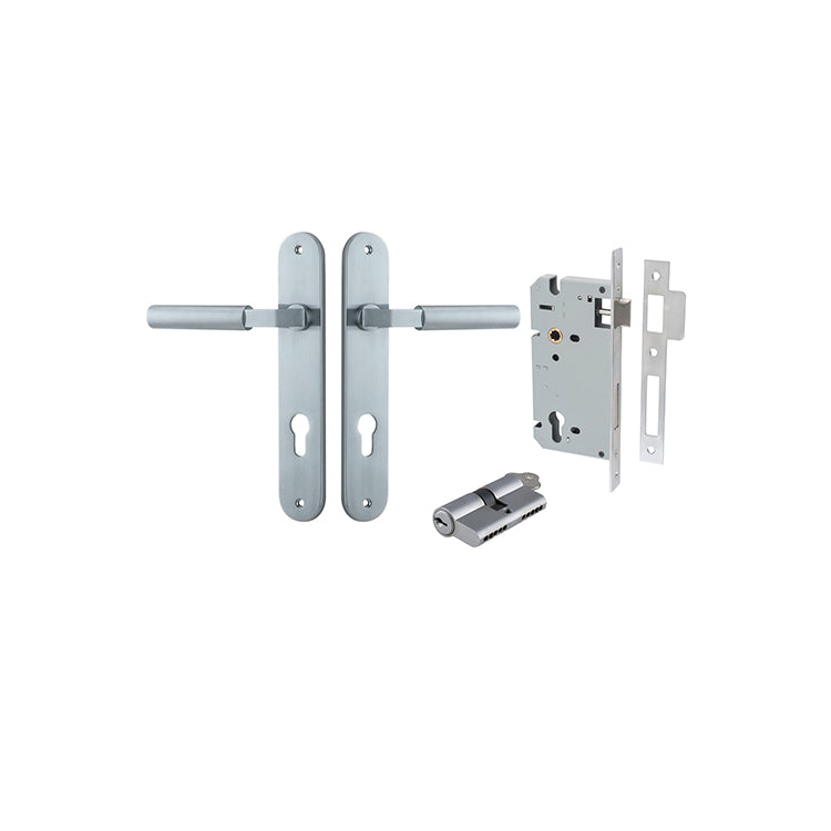 Iver Door Lever Berlin Oval Brushed Chrome Key / Key Entrance Kit