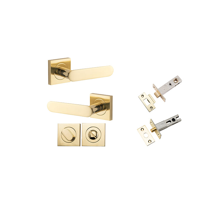 Iver Door Lever Bronte Rose Square Polished Brass Privacy Kit