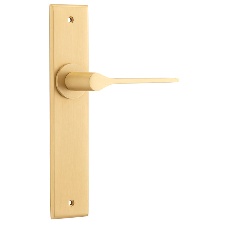 Iver Door Lever Como Chamfered Latch Pair Brushed Brass L119xP61mm BPH240xW50mm