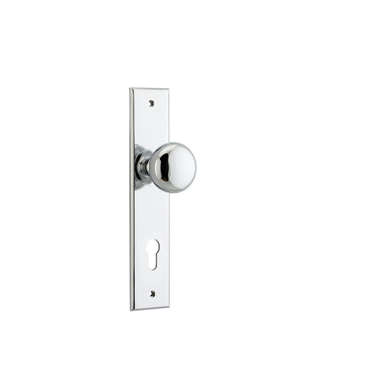 Iver Door Knob Cambridge Chamfered Euro Pair Polished Chrome CTC85mm D55xP62mm BPH240xW50mm