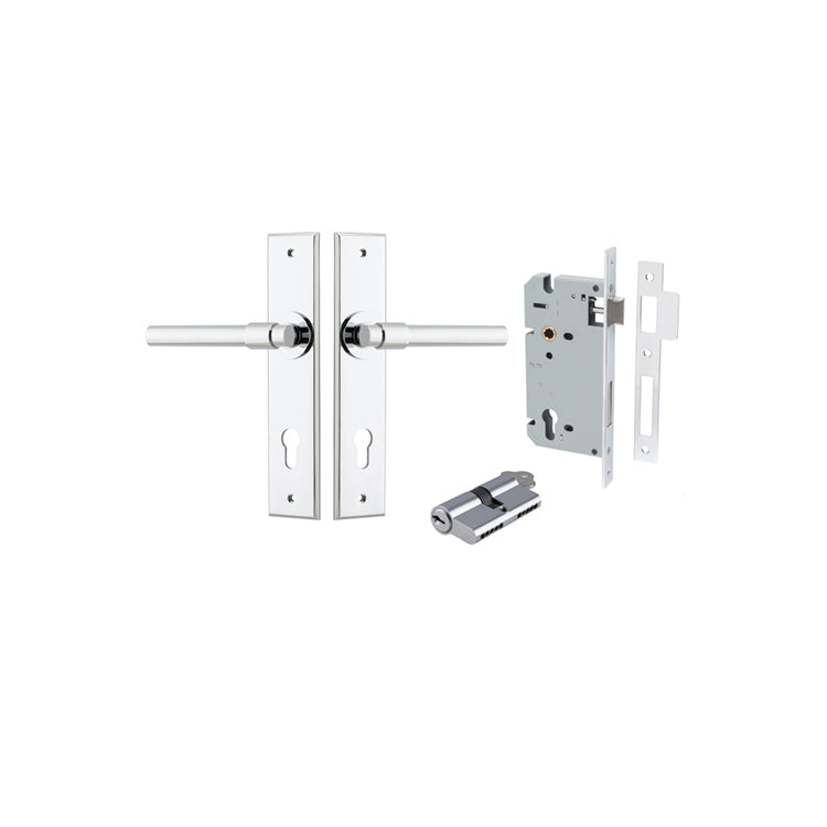 Iver Door Lever Helsinki Chamfered Polished Chrome Key / Key Entrance Kit