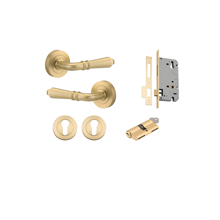 Iver Door Lever Sarlat Rose Round Brushed Gold PVD Key / Key Entrance Kit