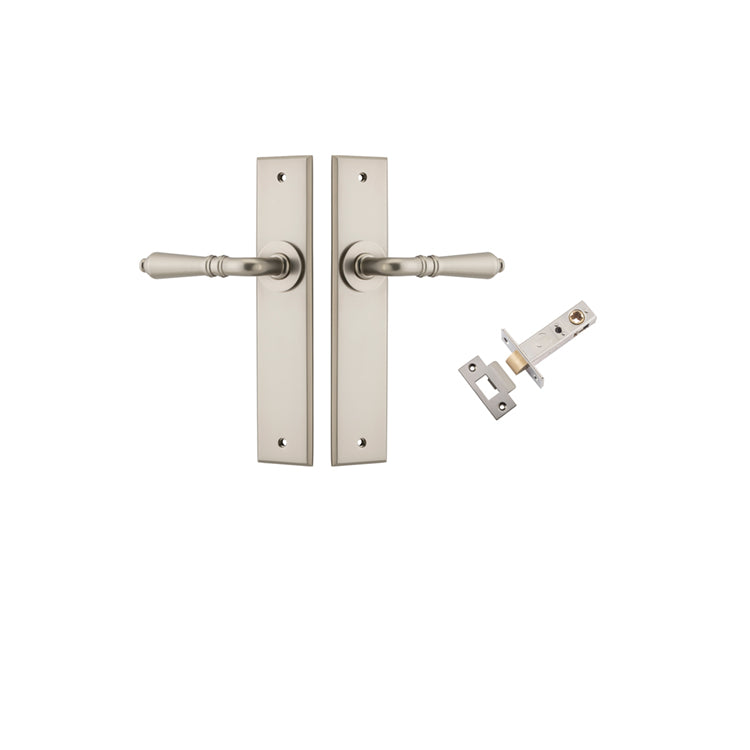 Iver Door Lever Sarlat Chamfered Satin Nickel Passage Kit