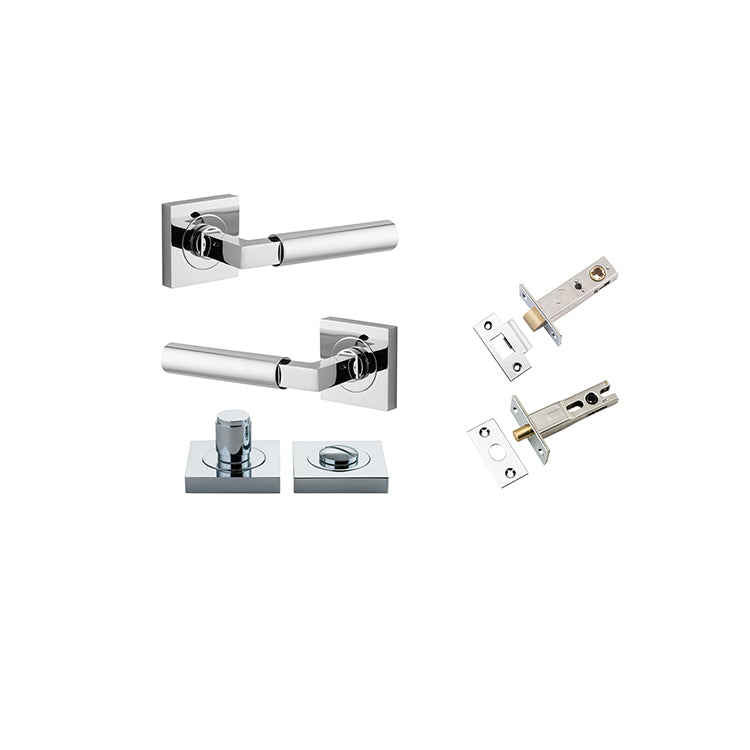 Iver Door Lever Berlin Rose Square Polished Chrome Privacy Kit