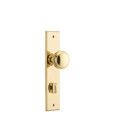 Iver Door Knob Paddington Chamfered Privacy Pair Polished Brass CTC85mm D55xP63mm BPH240xW50mm