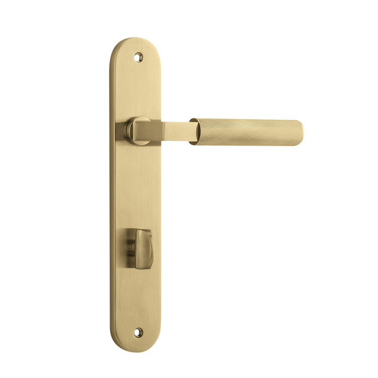 Iver Door Lever Brunswick Oval Privacy Pair Brushed Gold PVD CTC85mm L120xP57mm BPH240xW40mm