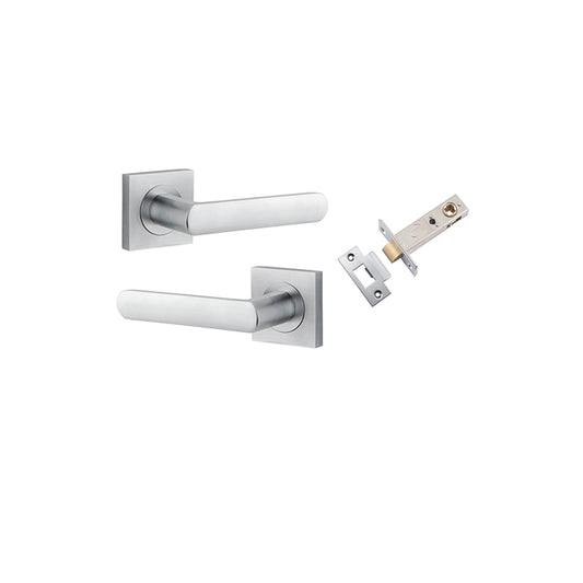 Iver Door Lever Osaka Rose Square Brushed Chrome Passage Kit