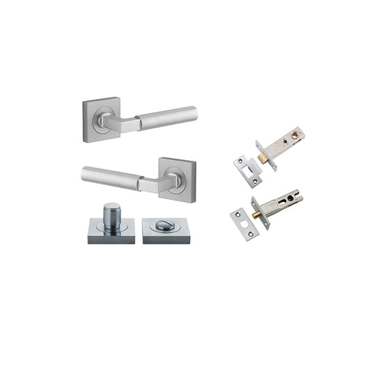 Iver Door Lever Berlin Rose Square Brushed Chrome Privacy Kit