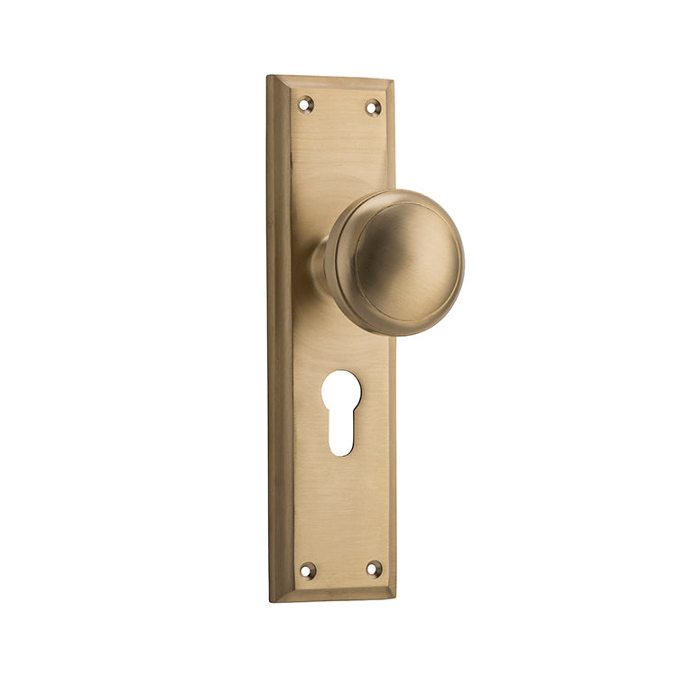 Tradco Door Knob Milton Euro Pair Satin Brass H200xW50xP73mm