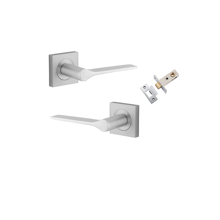 Iver Door Lever Como Rose Square Brushed Chrome Passage Kit