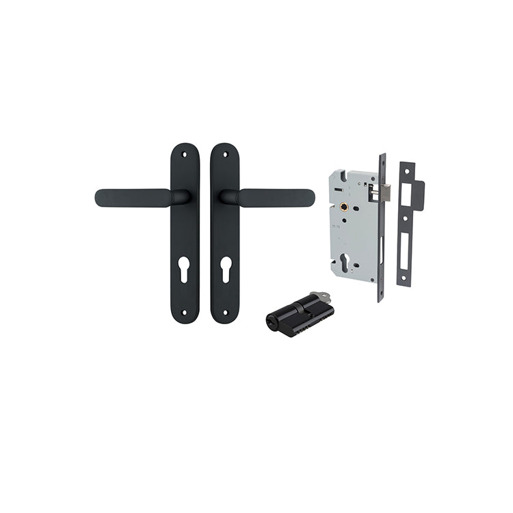 Iver Door Lever Bronte Oval Matt Black Key / Key Entrance Kit