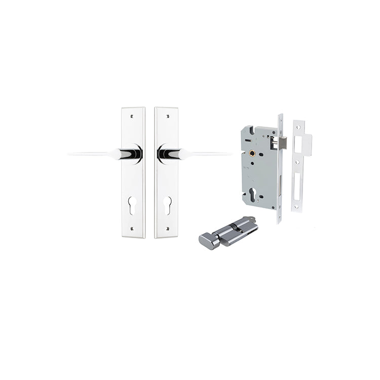 Iver Door Lever Como Chamfered Polished Chrome Key / Thumb Entrance Kit