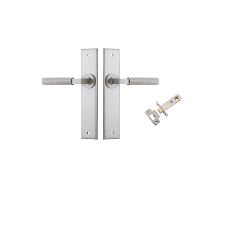 Iver Door Lever Brunswick Chamfered Satin Nickel Passage Kit