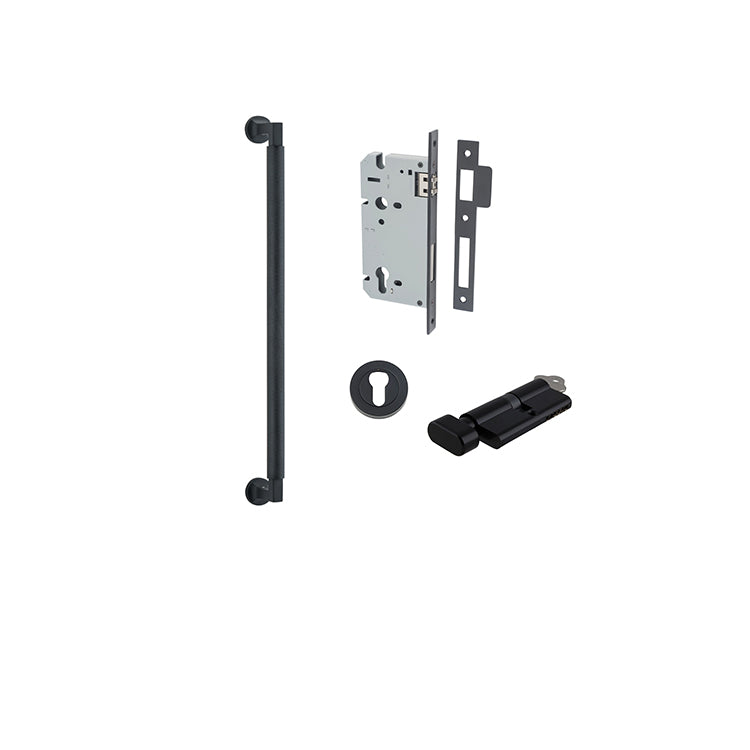 Iver Pull Handle Brunswick Matt Black CTC450mm Key / Thumb Entrance Kit