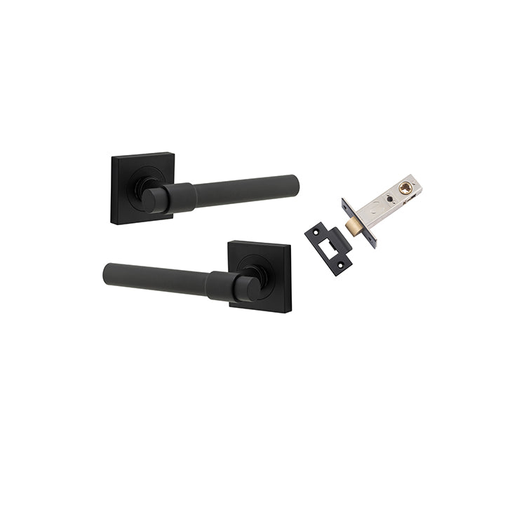 Iver Door Lever Helsinki Rose Square Matt Black Passage Kit