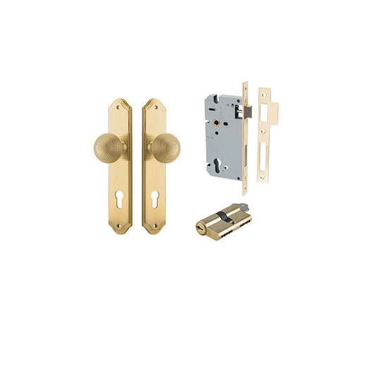 Iver Door Knob Guildford Shouldered Brushed Brass Key / Key Entrance Kit