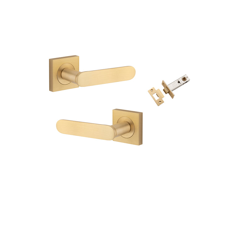 Iver Door Lever Bronte Rose Square Brushed Brass Passage Kit