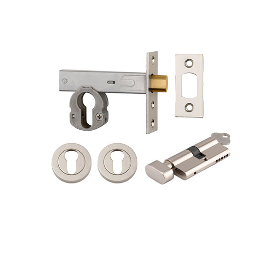 Iver Mortice Deadbolt Euro Polished Nickel Backset 60mm Key/Thumb Escutcheon Round Kit - Preorder for Late Jan 2025