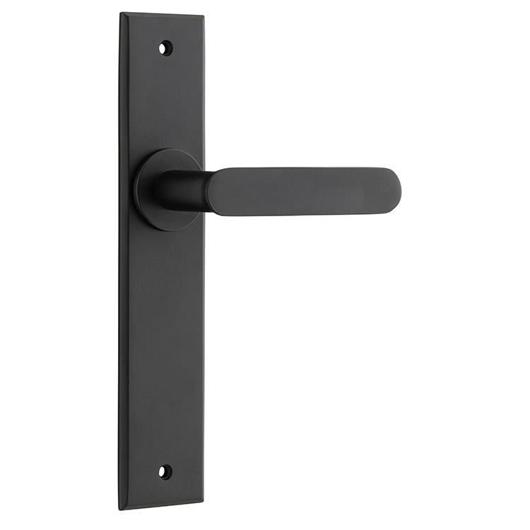 Iver Door Lever Bronte Chamfered Latch Pair Matt Black L117xP55mm BPH240xW50mm