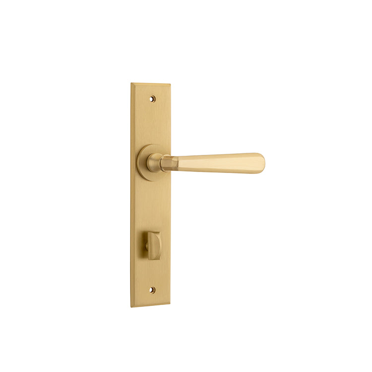 Iver Door Lever Copenhagen Chamfered Privacy Pair Brushed Brass CTC85mm L120xP59mm BPH240xW50mm