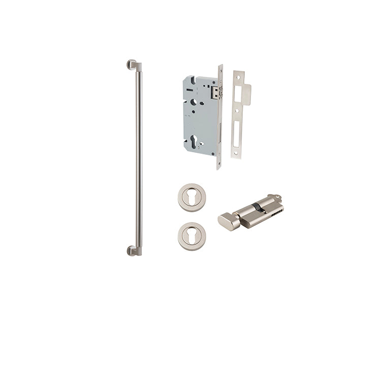 Iver Pull Handle Berlin Satin Nickel CTC600mm Key / Thumb Entrance Kit