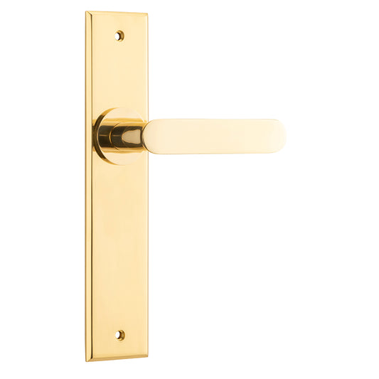 Iver Door Lever Bronte Chamfered Latch Pair Polished Brass L117xP55mm BPH240xW50mm