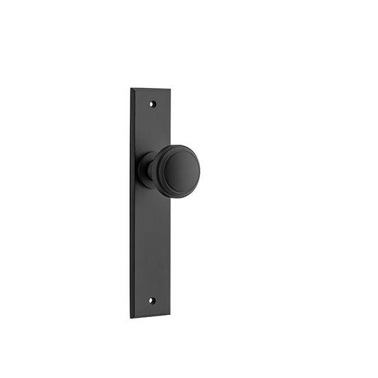 Iver Door Knob Paddington Chamfered Latch Pair Matt Black D55xP63mm BPH240xW50mm