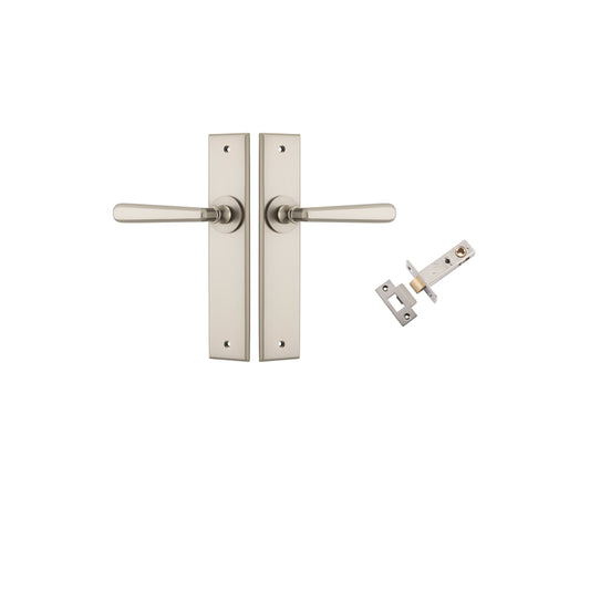 Iver Door Lever Copenhagen Chamfered Satin Nickel Passage Kit