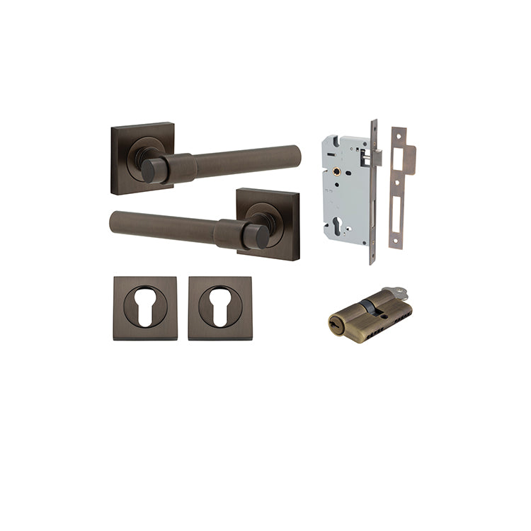 Iver Door Lever Helsinki Rose Square Signature Brass Key / Key Entrance Kit