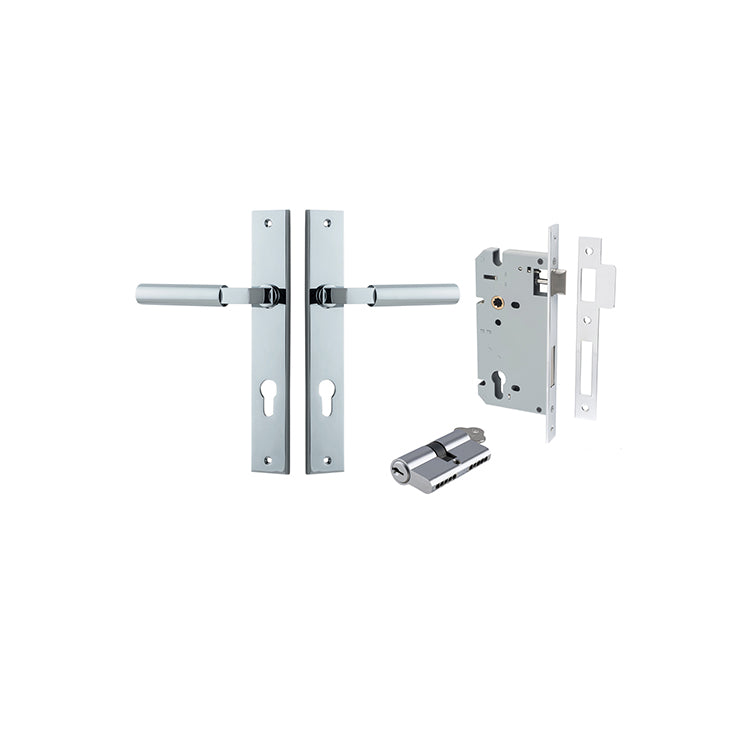 Iver Door Lever Berlin Rectangular Polished Chrome Key / Key Entrance Kit