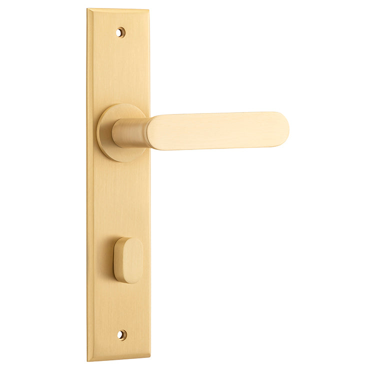 Iver Door Lever Bronte Chamfered Privacy Pair Brushed Brass CTC85mm L117xP55mm BPH240xW50mm