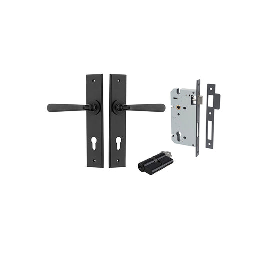 Iver Door Lever Copenhagen Chamfered Matt Black Key / Key Entrance Kit