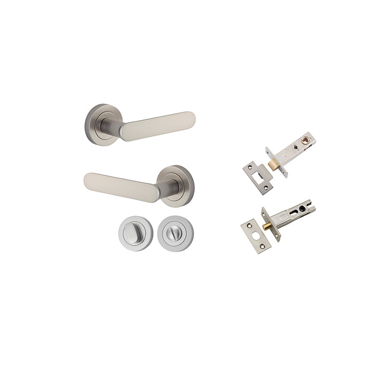 Iver Door Lever Bronte Rose Round Satin Nickel Privacy Kit