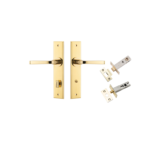 Iver Door Lever Annecy Chamfered Polished Brass Privacy Kit