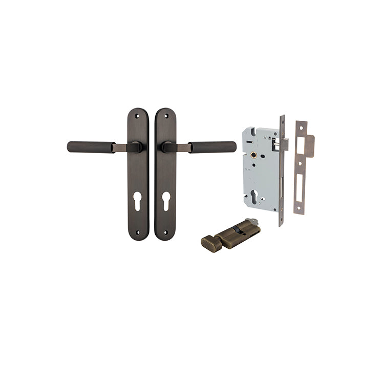 Iver Door Lever Brunswick Oval Signature Brass Key / Thumb Entrance Kit