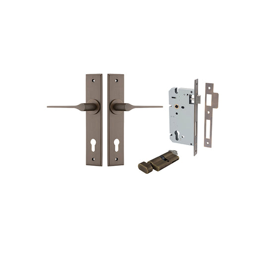 Iver Door Lever Como Chamfered Signature Brass Key / Thumb Entrance Kit