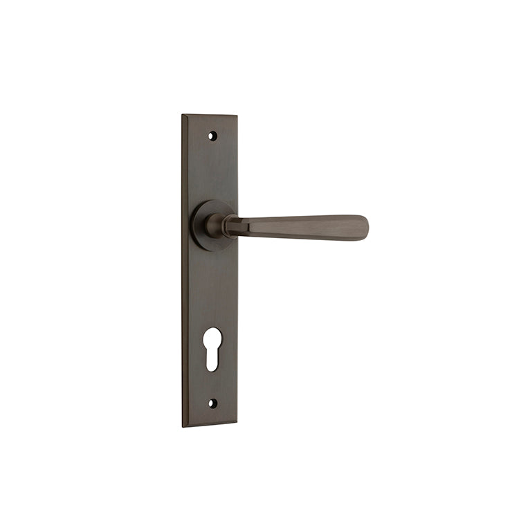 Iver Door Lever Copenhagen Chamfered Euro Pair Signature Brass CTC85mm L120xP59mm BPH240xW50mm