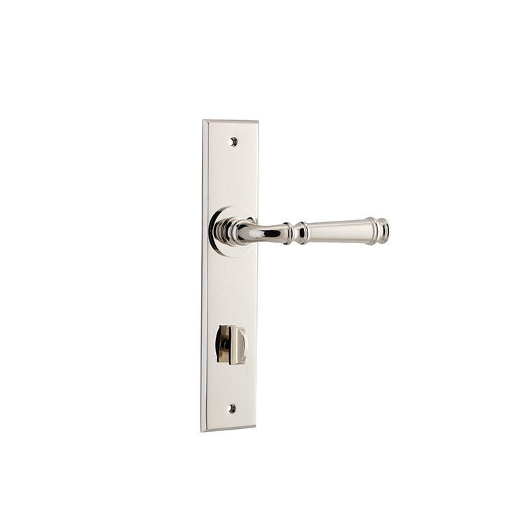 Iver Door Lever Verona Chamfered Privacy Pair Polished Nickel CTC85mm L122xP58mm BPH240xW50mm