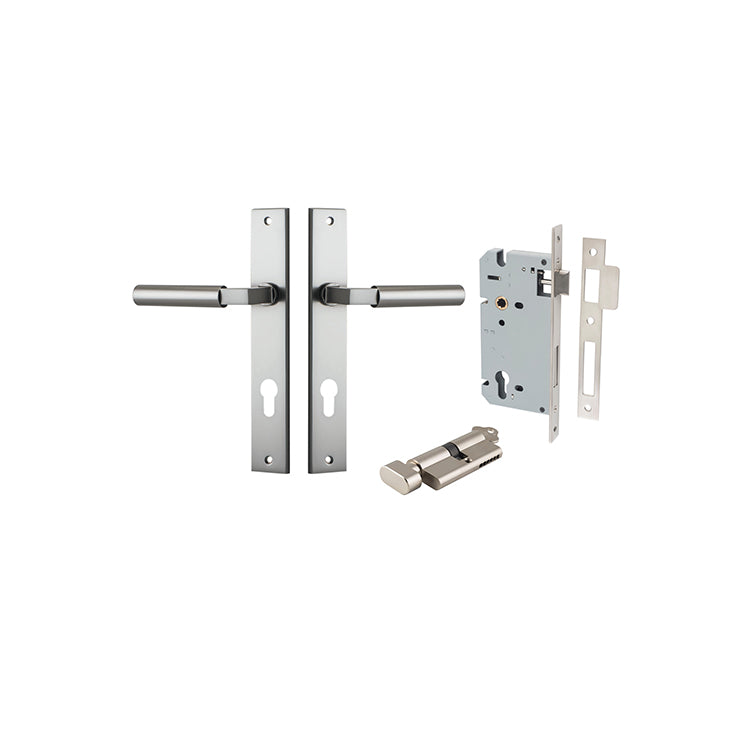 Iver Door Lever Berlin Rectangular Satin Nickel Key / Thumb Entrance Kit