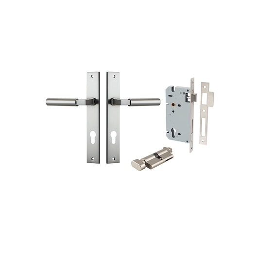 Iver Door Lever Berlin Rectangular Satin Nickel Key / Thumb Entrance Kit