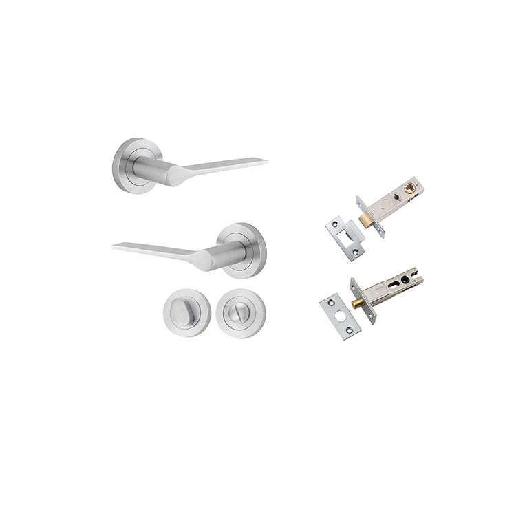 Iver Door Lever Como Rose Round Brushed Chrome Privacy Kit