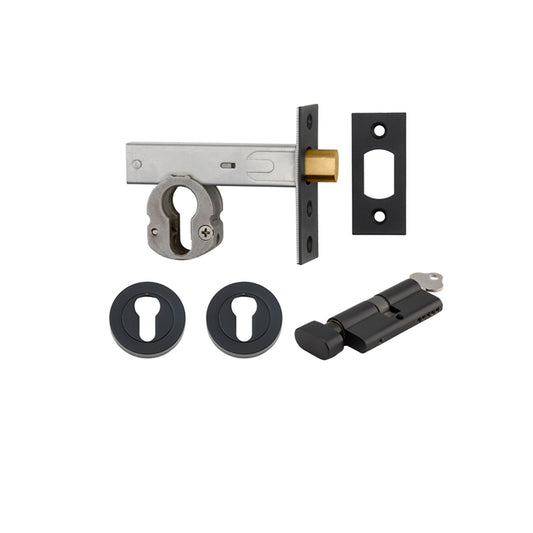 Iver Mortice Deadbolt Euro Matt Black Backset 60mm Key/Thumb Escutcheon Round Kit - Preorder for Late Jan 2025