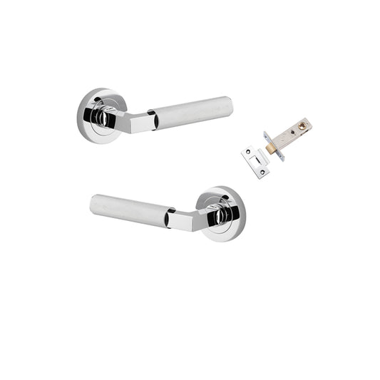 Iver Door Lever Brunswick Rose Round Polished Chrome Passage Kit