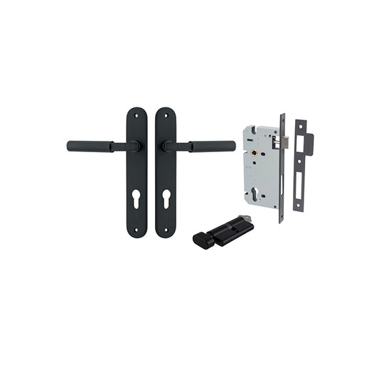 Iver Door Lever Brunswick Oval Matt Black Key / Thumb Entrance Kit