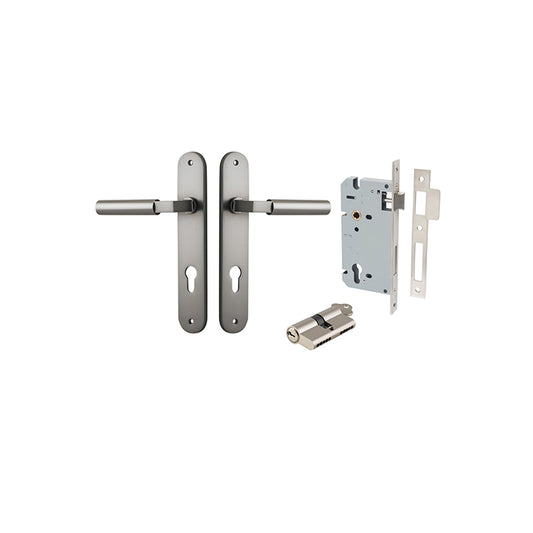 Iver Door Lever Berlin Oval Satin Nickel Key / Key Entrance Kit