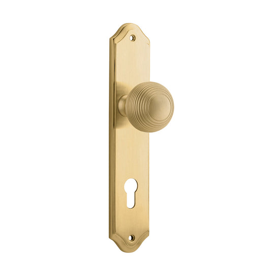 Iver Door Knob Guildford Shouldered Euro Pair Brushed Brass CTC85mm D52xP74mm BPH250xW48mm