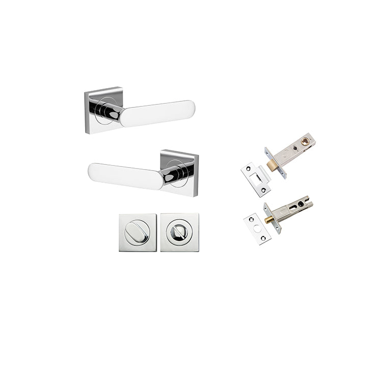 Iver Door Lever Bronte Rose Square Polished Chrome Privacy Kit