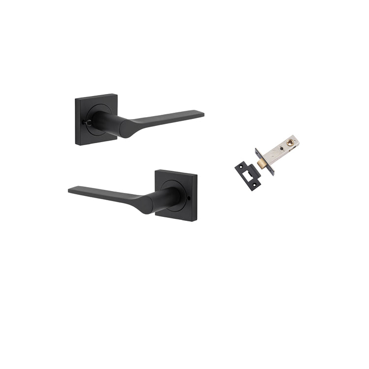 Iver Door Lever Como Rose Square Matt Black Inbuilt Privacy Kit