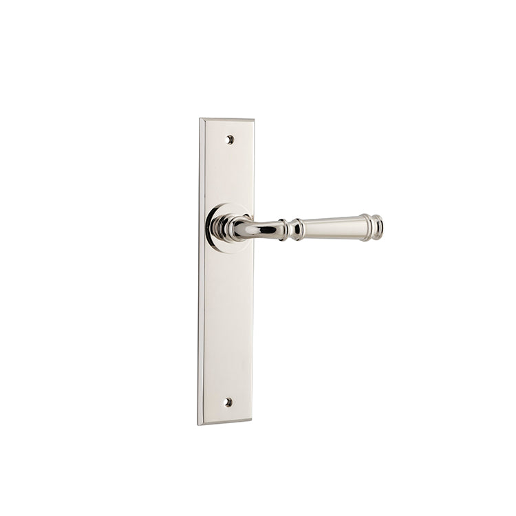 Iver Door Lever Verona Chamfered Latch Pair Polished Nickel L122xP58mm BPH240xW50mm